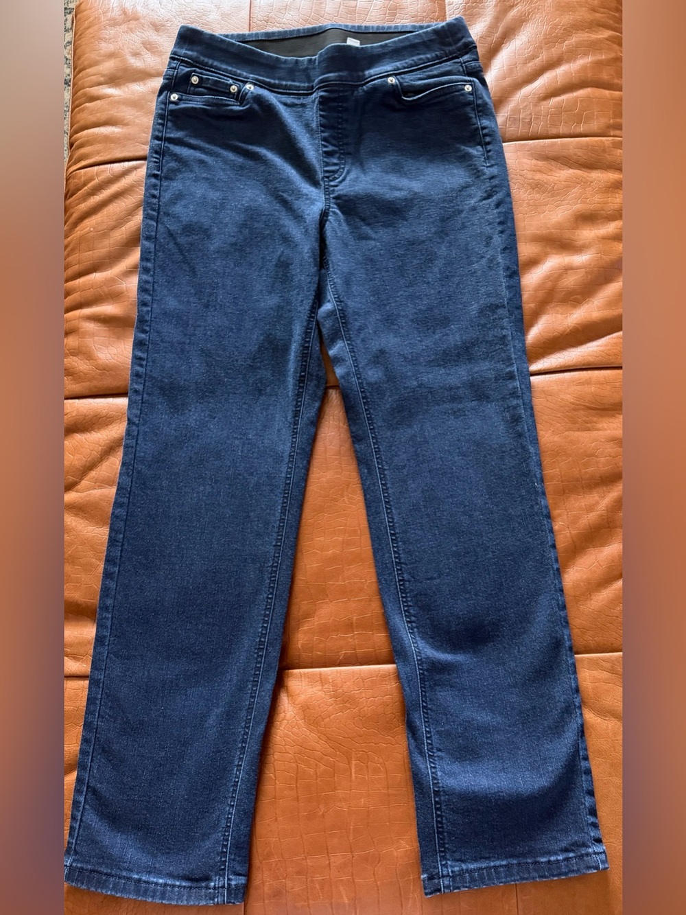 Denim&Co Navy Straight-Leg Stretch Jeans 8